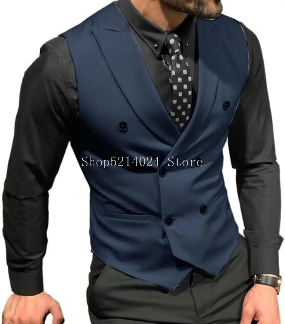 Men's wedding vest featuring meticulous stitching and quality construction for a polished appearance.