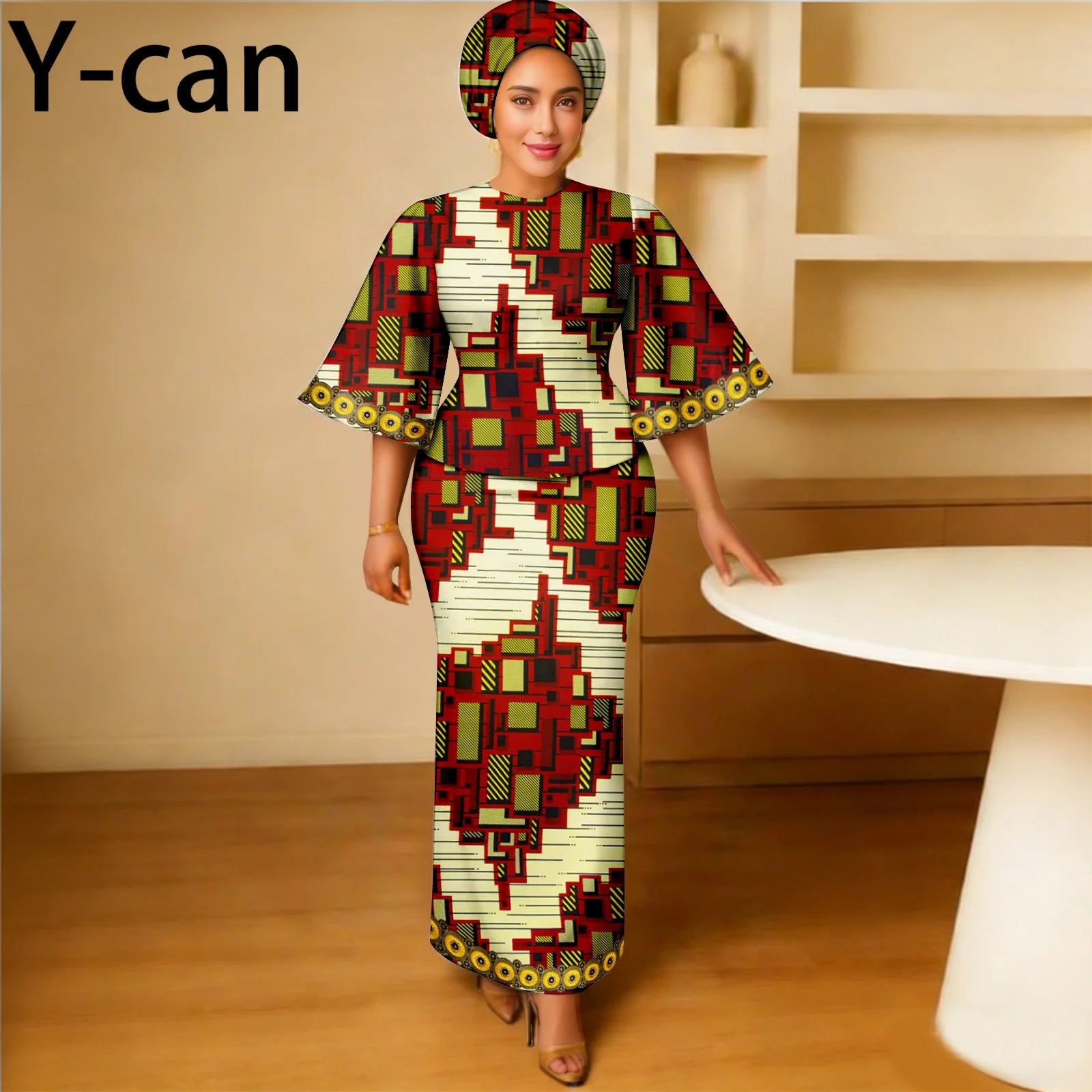 African Traditional Outfits for Women Luxury Top and Slim Fit Skirt Set Bazin Riche Attire for Party Wedding 2626011