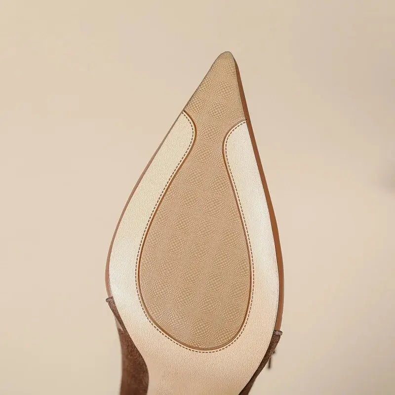 Women's pointed toe slingback pumps in genuine leather with leg-lengthening high heel design