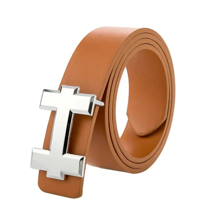 Stylish I-Buckle belt paired with formal wear, demonstrating its ability to command attention.
