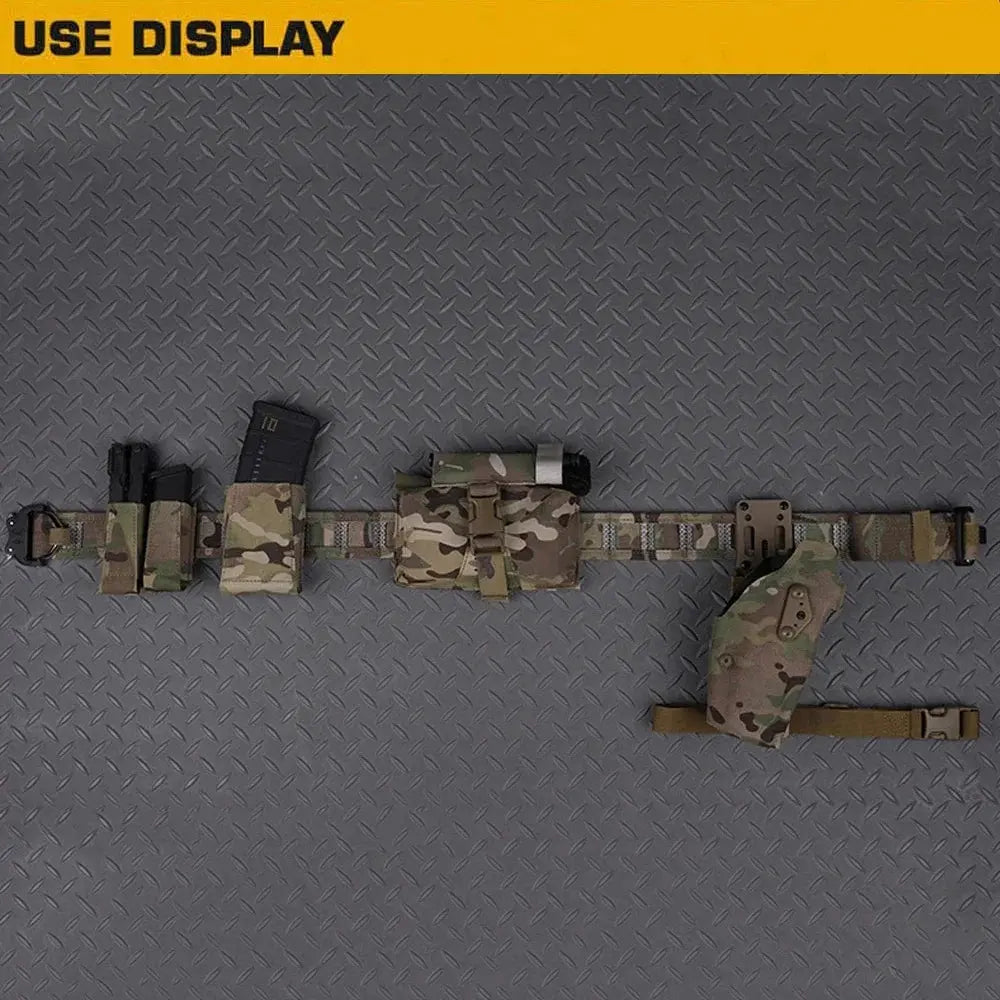 MOLLE compatible Command Your Terrain belt with attached gear and accessories.