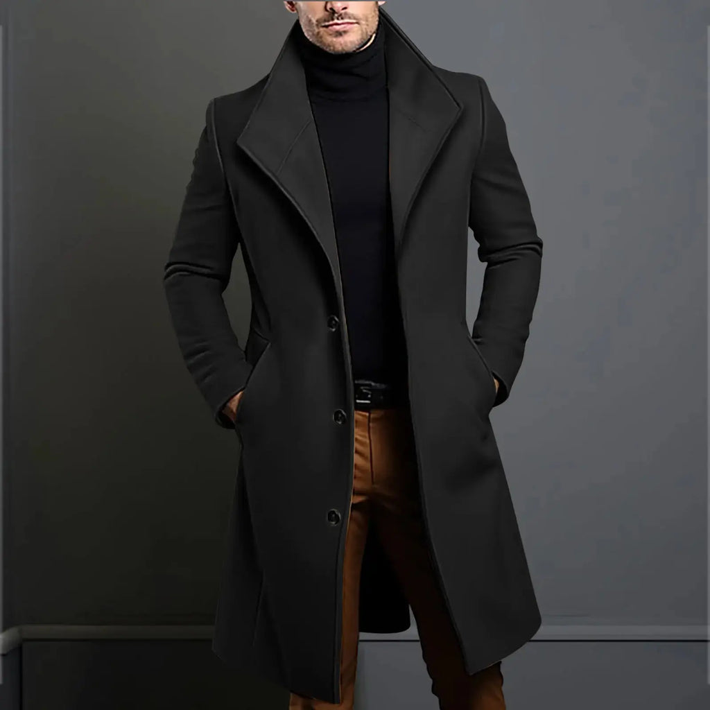 Ample pockets of the woolen coat, blending aesthetics with practicality for everyday use.