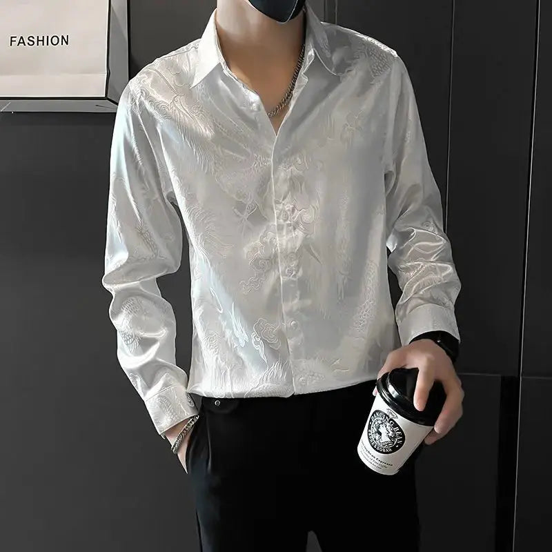 Flat lay of the Cloud Pattern Shirt, emphasizing its versatile design suitable for various occasions.