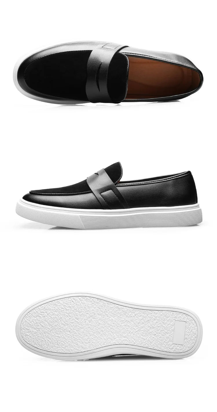 Platform slip-on loafers featuring breathable suede and shock-absorbing thick sole