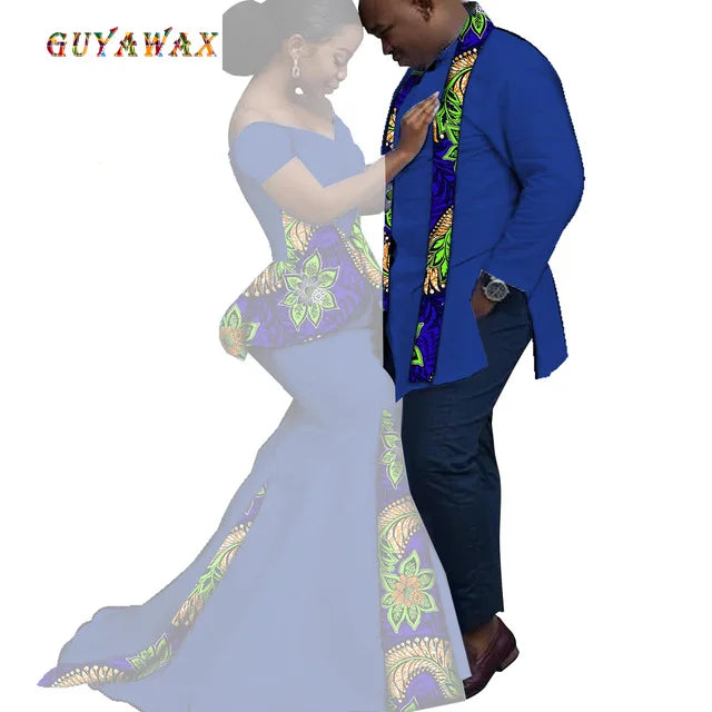 Dashiki Couple African Matching Outfits – Ankara Party Dress & Men's Top