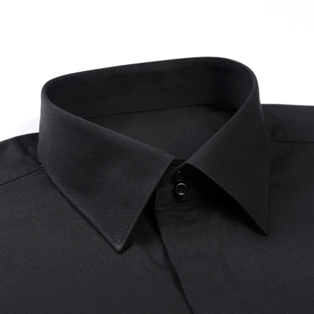 Close-up of luxurious cotton-polyester blend fabric in white dress shirt.