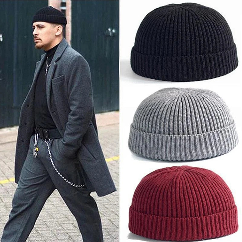 Cozy Confidence Cap in dark gray, knitted fabric, perfect for autumn warmth and urban style.