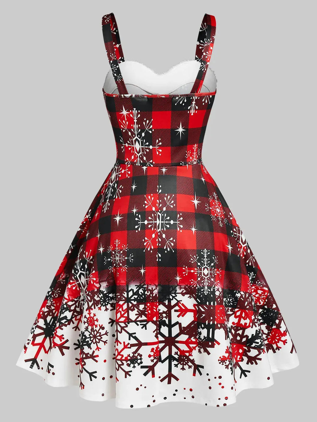 Close-up of the sweetheart neckline on the Holiday Radiance Sleeveless Dress, showcasing elegant design.
