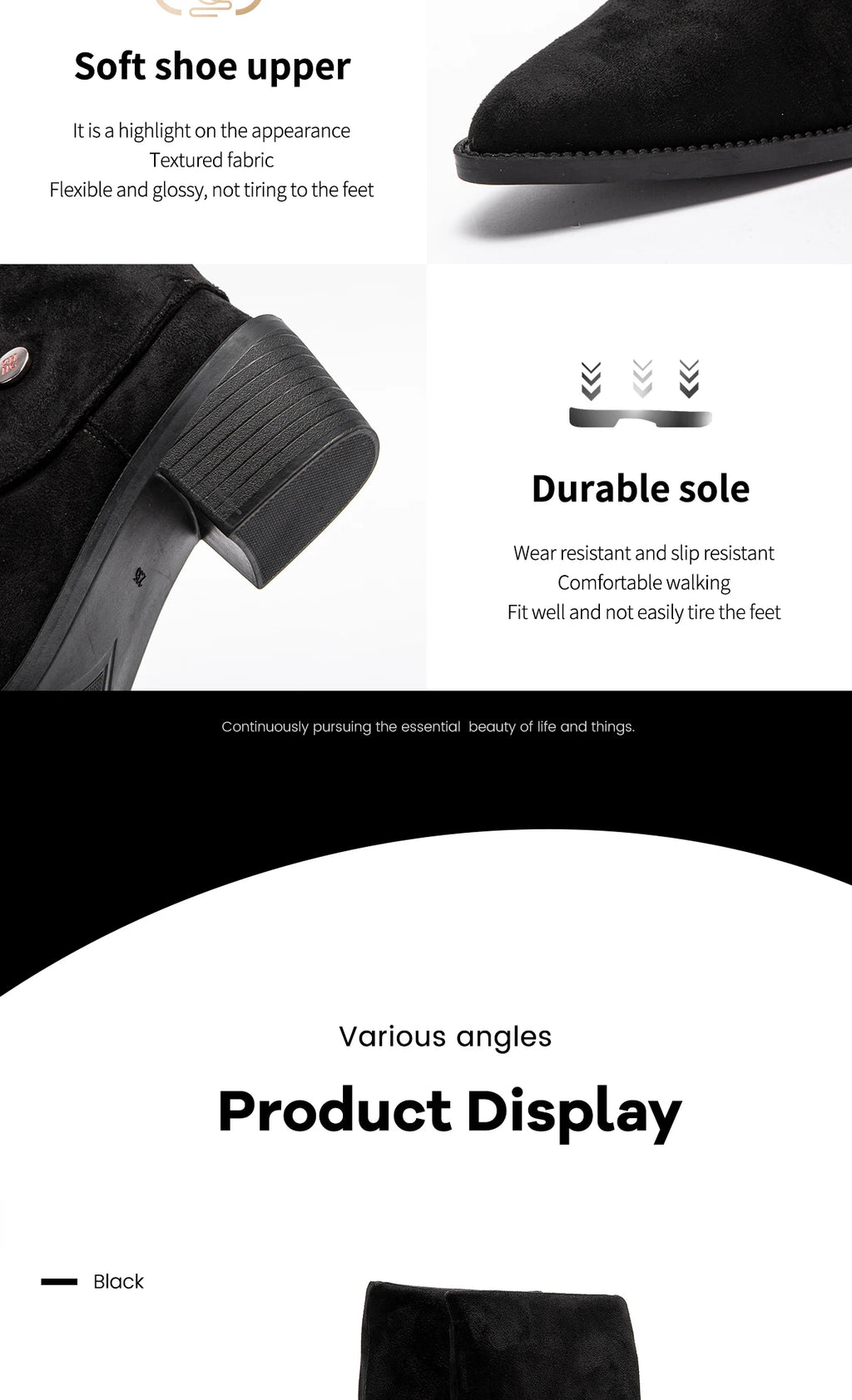 Mid-calf waterproof boots with relaxed slouch design paired with cozy leggings