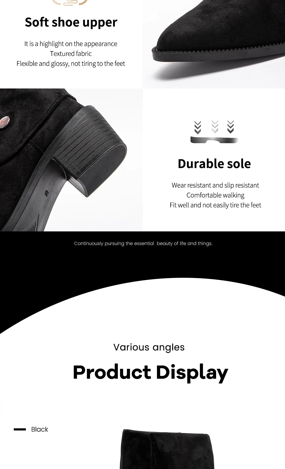 Mid-calf waterproof boots with relaxed slouch design paired with cozy leggings