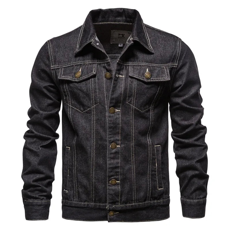 Autumn Breeze Denim Jacket layered over a sweater, ideal for fall fashion essentials.