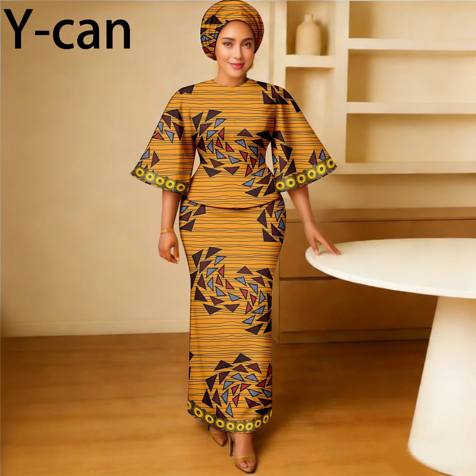 African Traditional Outfits for Women Luxury Top and Slim Fit Skirt Set Bazin Riche Attire for Party Wedding 2626011