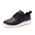 Premium leather oxford dress shoes with flat heel and sophisticated black finish