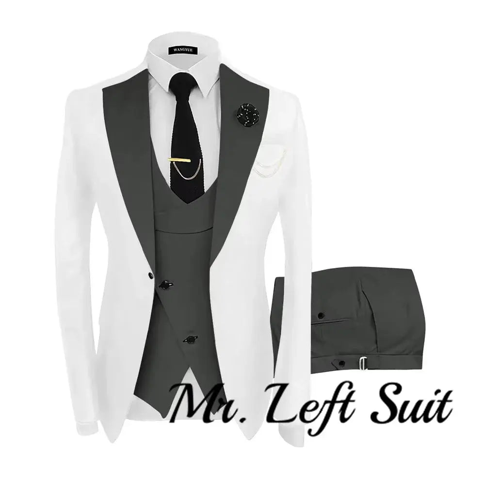 Detail of the stitching on the sharp tailored suit set, highlighting attention to detail.