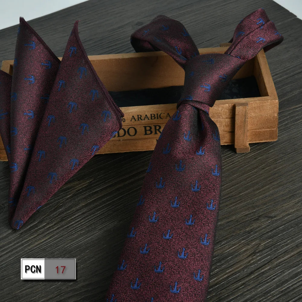 Wine-red tie set ideal for groom's attire and special events.
