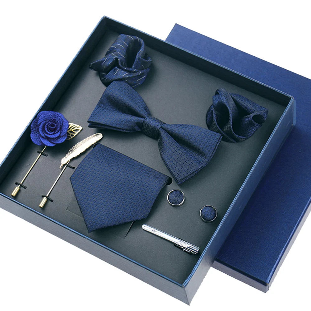 Blue floral formal kit with eight coordinated accessory pieces