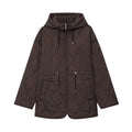 Chestnut brown Autumn Whisper coat made of soft polyester, perfect for autumn strolls.