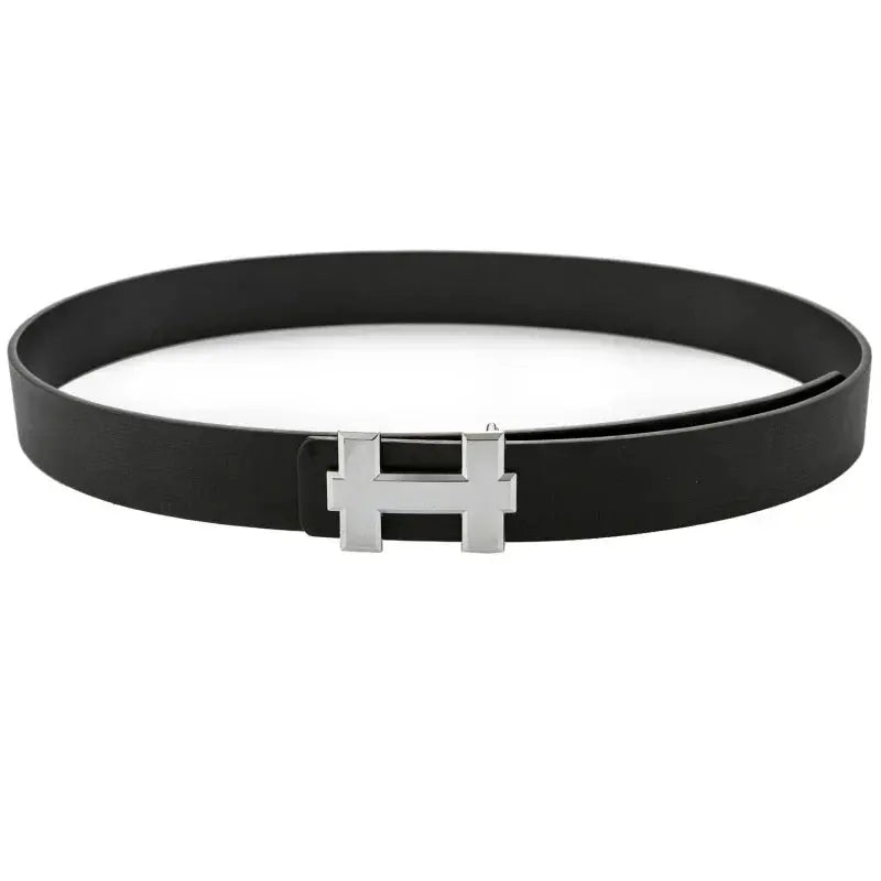 Unisex I-Buckle belt styled with casual attire, showcasing its versatility for day to night wear.