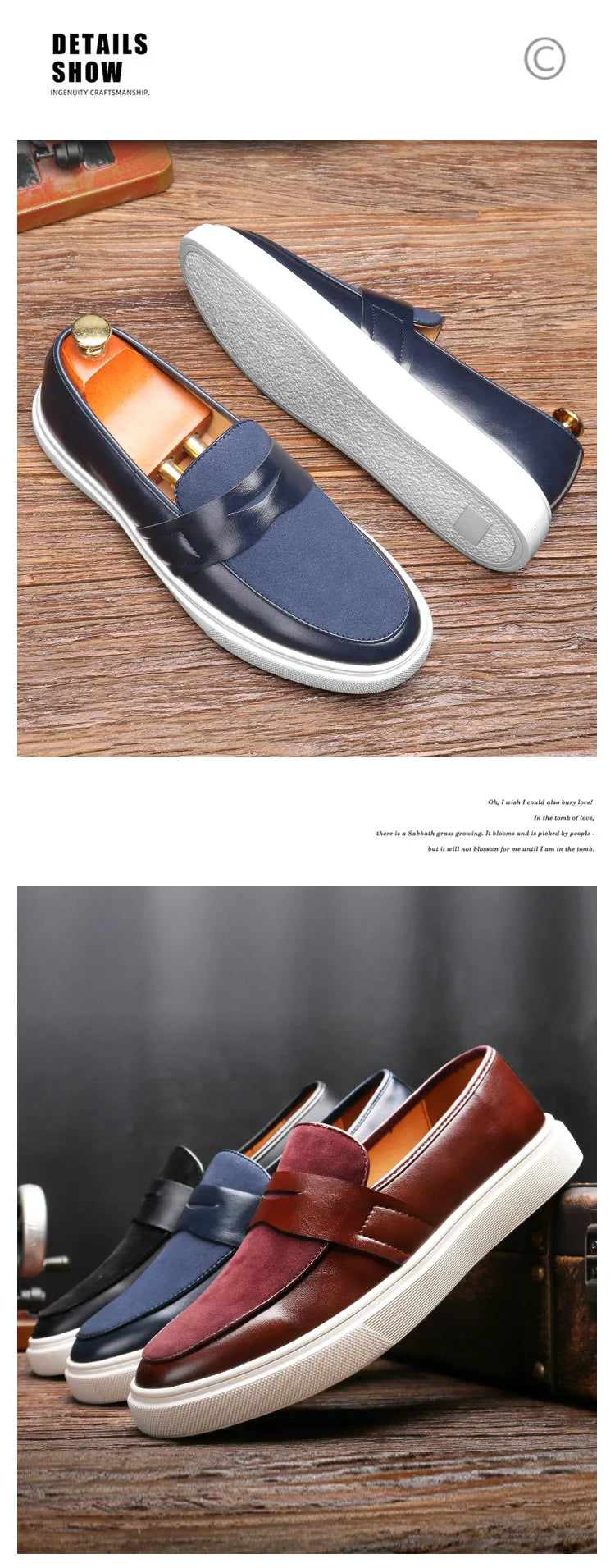 Thick sole suede loafers with embroidered details perfect for casual and business wear