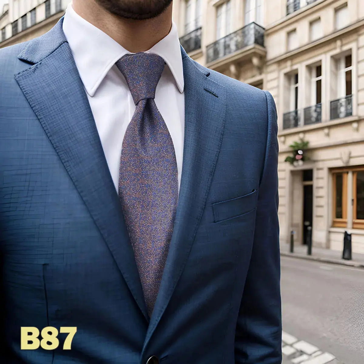 Classic grey tie with subtle patterns, perfect for professional attire.