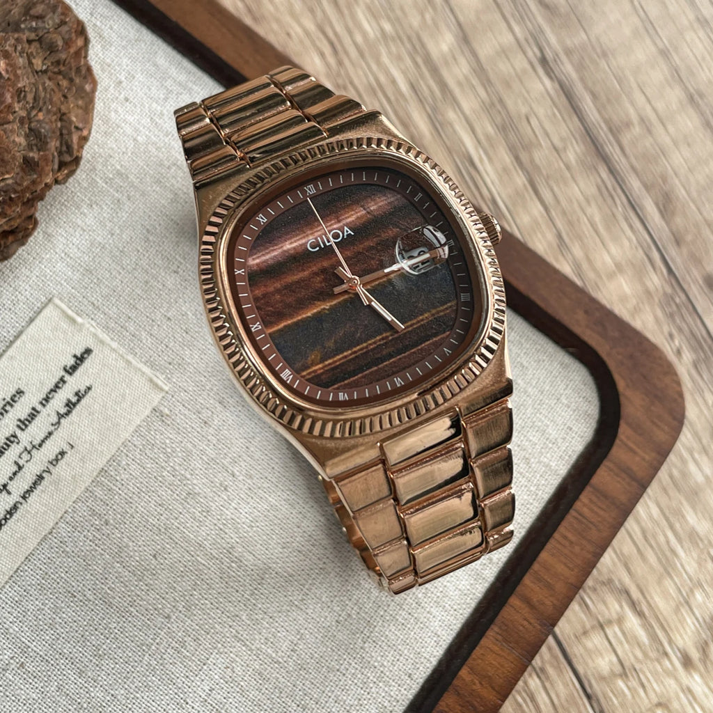 Elegant men's watch featuring a modern square face and durable materials.