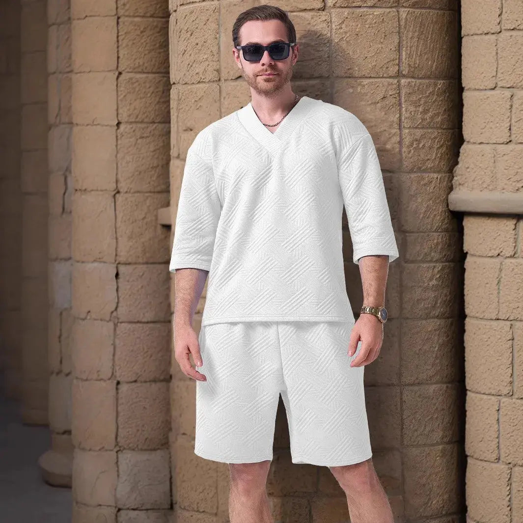 Model wearing Summer Breeze Set, highlighting relaxed summer fashion.