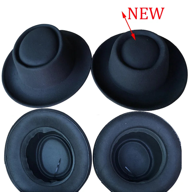 Model wearing the jazz fedora at a sophisticated soirée.