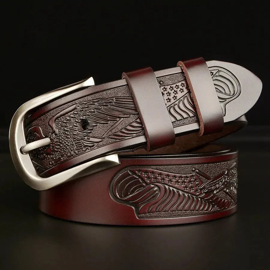 Essential wardrobe accessory: sleek black leather belt with alloy buckle.