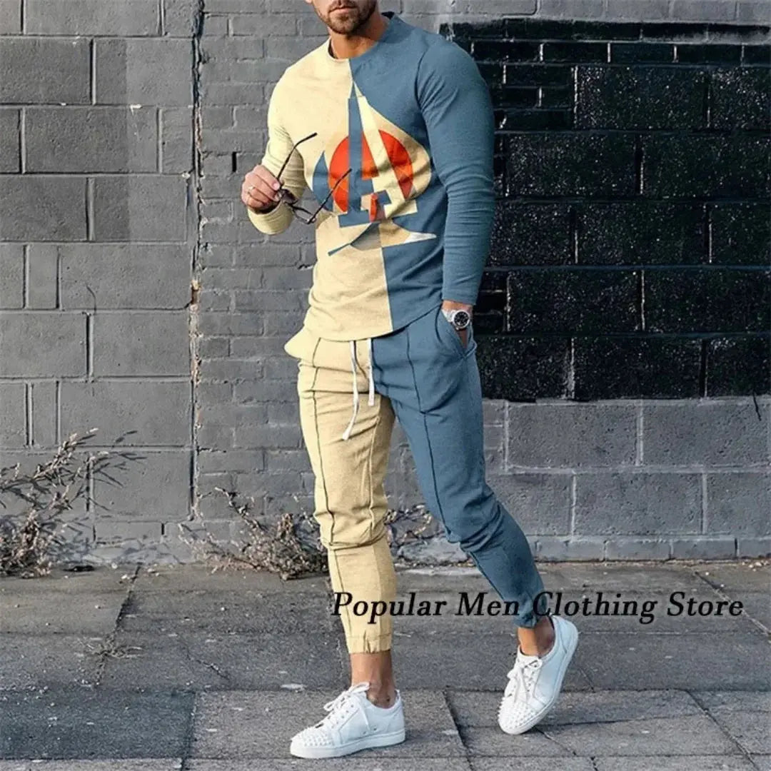 Versatile men's leisure set, easily dressed up with a blazer or down with sneakers.