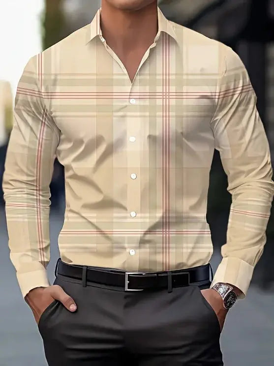 Back view of the striped dress shirt, highlighting the tailored fit and premium craftsmanship.