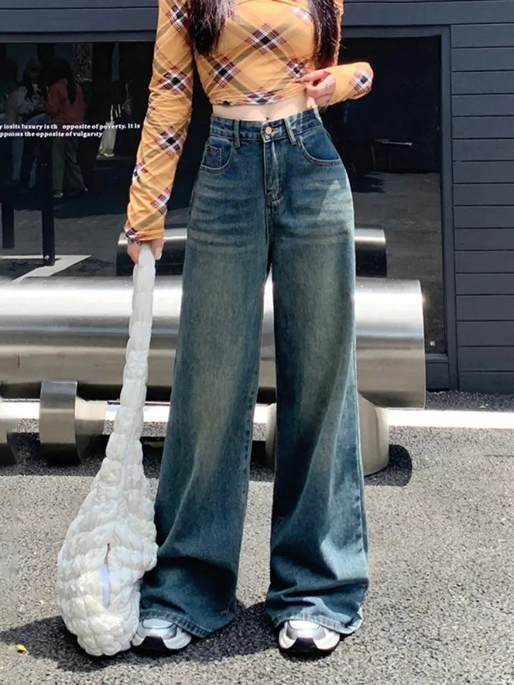 Close-up of the soft fabric blend of Sunset Hues Wide-Leg Jeans.
