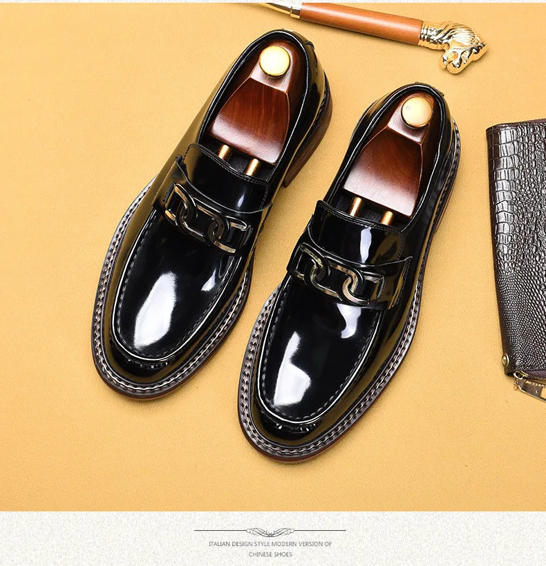 Durable men's leather slip-ons with custom-fitting comfort technology