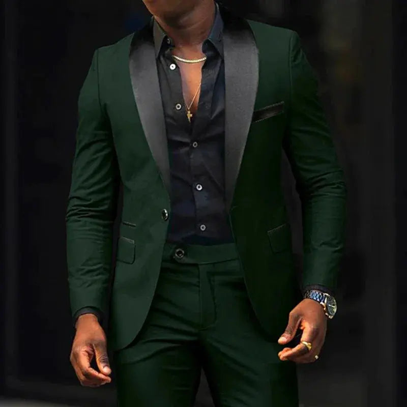 Close-up of the tailored slim-fit blazer showcasing sharp single-breasted closure.