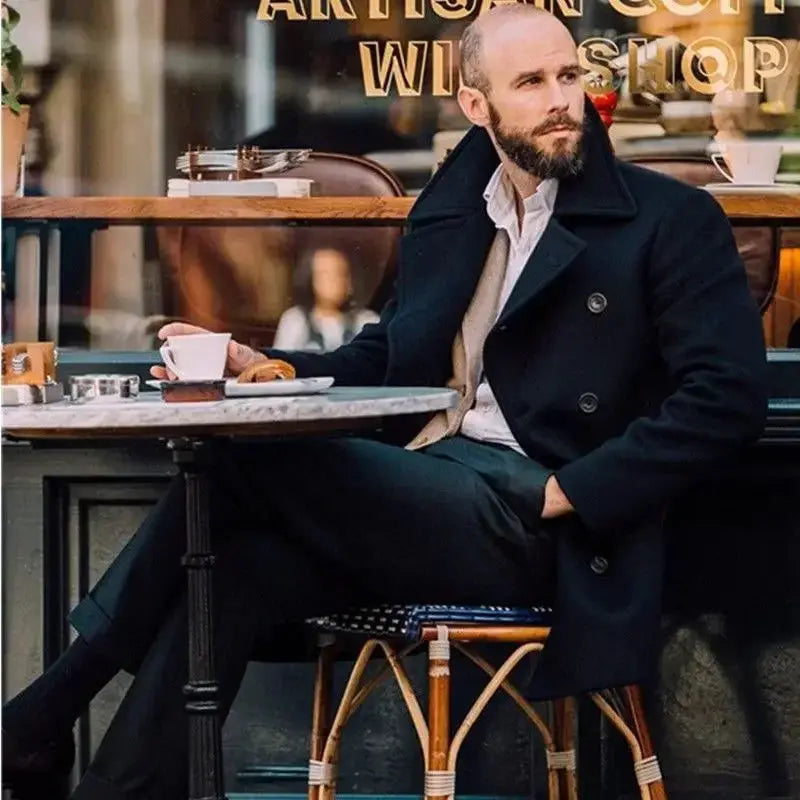Winter Whisperer Tweed Peacoat displayed on a hanger, emphasizing its timeless charm and versatility.