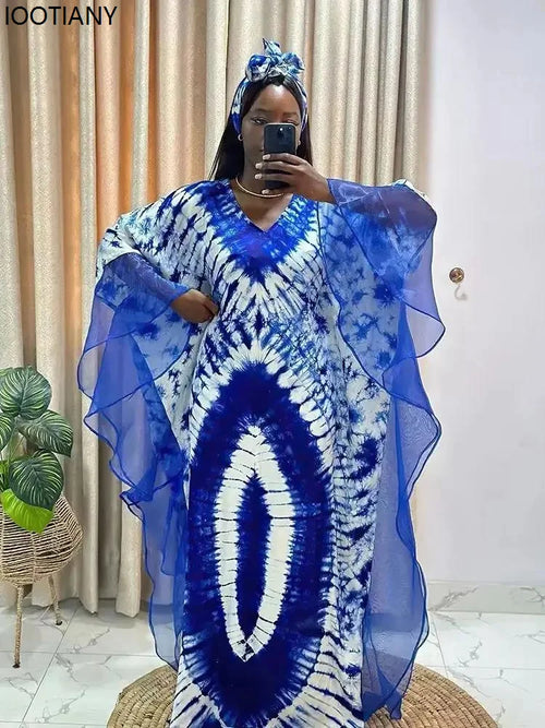 Ankara Kaftan Maxi Dress with vibrant traditional African print patterns in bold colors