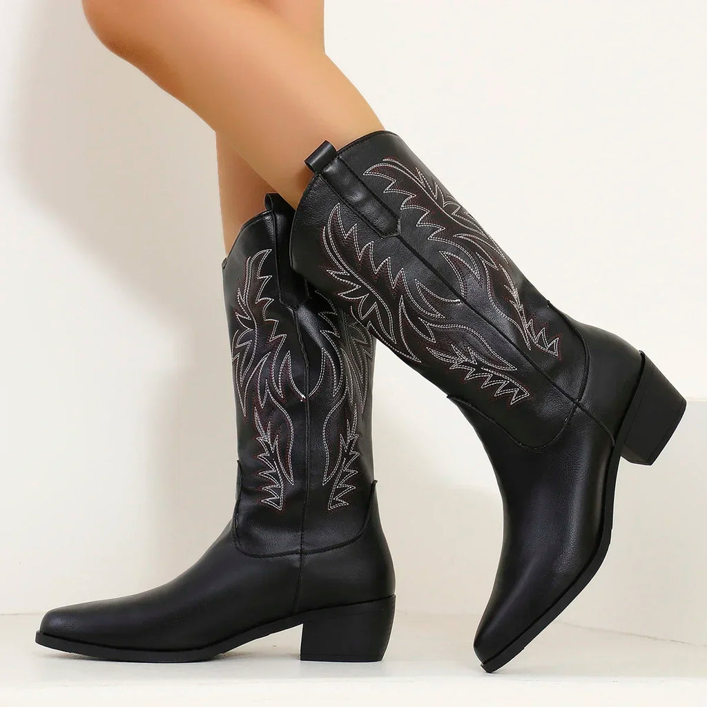 Waterproof cowgirl boots with vintage-inspired embroidery and modern comfort features