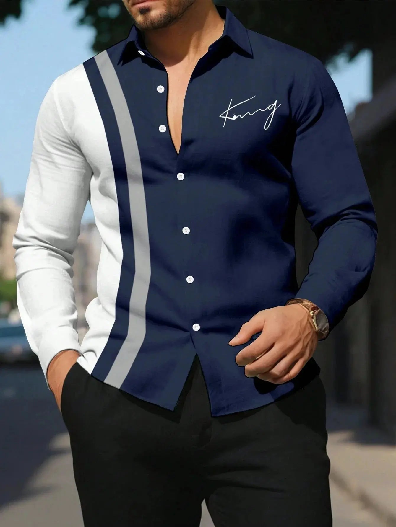 Silk Serenity Shirt in soft grey, perfect for both formal and casual occasions.