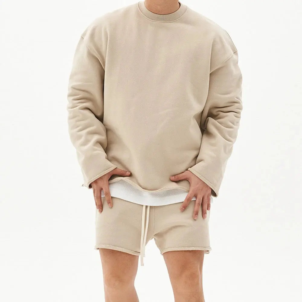 Cozy navy hoodie set made of soft, breathable cotton for morning jogs.