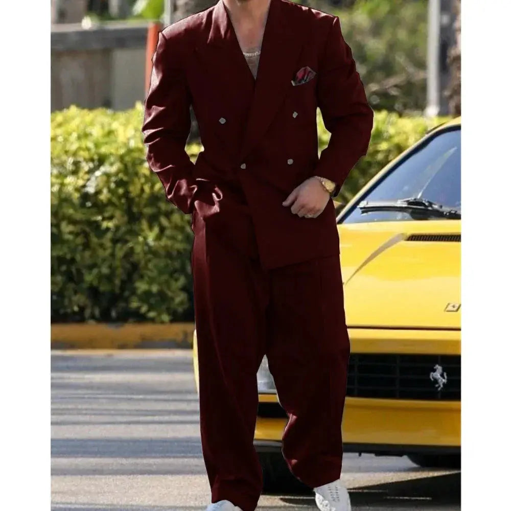 Model wearing a tailored suit, exuding confidence and elegance.