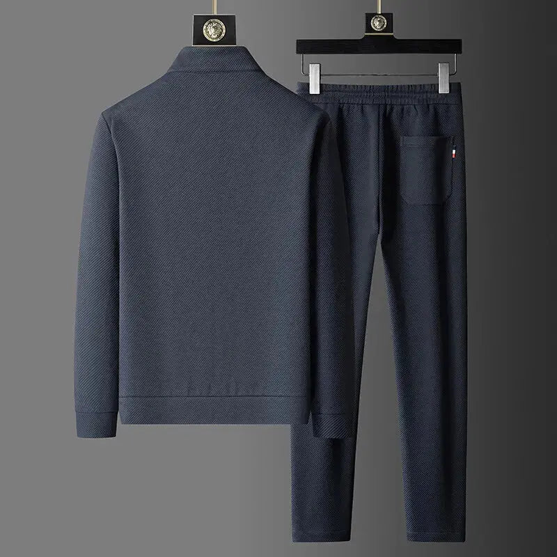 Zippered jacket with modern mandarin collar, perfect for casual wear.