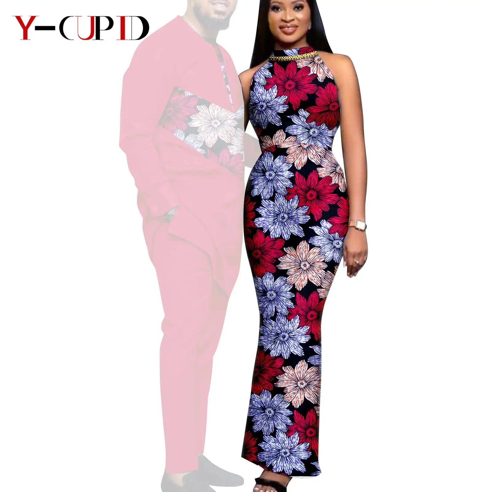 African Print Dresses for Women Couple Matching Clothing for Wedding Men Outfits Dashiki Top and Pants Sets Bazin Riche Y23C030