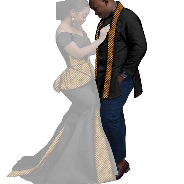 Dashiki Couple African Matching Outfits – Ankara Party Dress & Men's Top