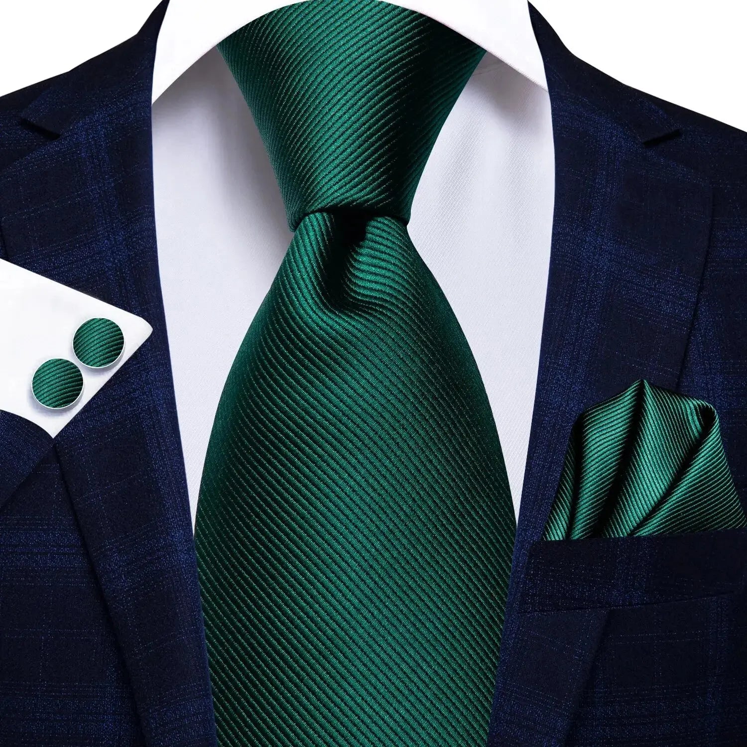 Silk tie set laid flat to highlight the intricate paisley pattern.