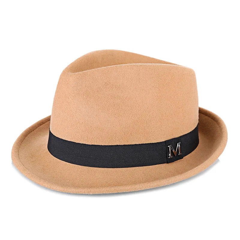 Top view of the fedora, highlighting its structured design and premium wool material.