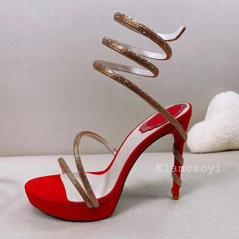 Detailed shot of the sheepskin insole inside the stiletto heels.