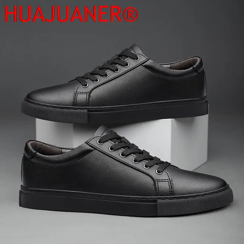 Premium cow leather men's sneakers with bonded leather insole and all-day comfort technology
