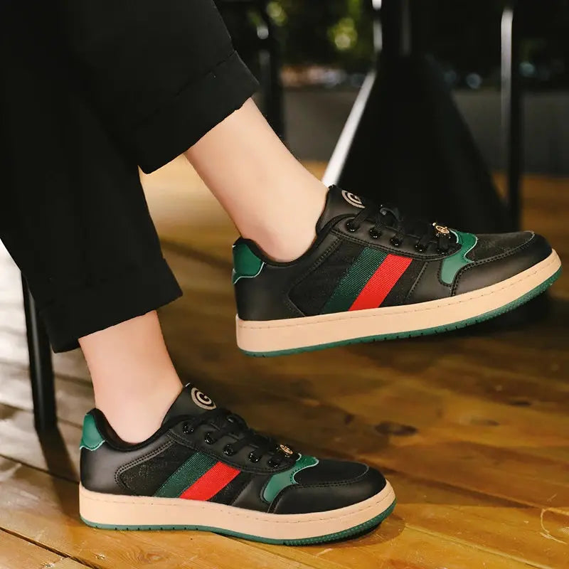 Top-down view of Glide With Style sneakers, emphasizing odor-proof technology and true-to-size fit.