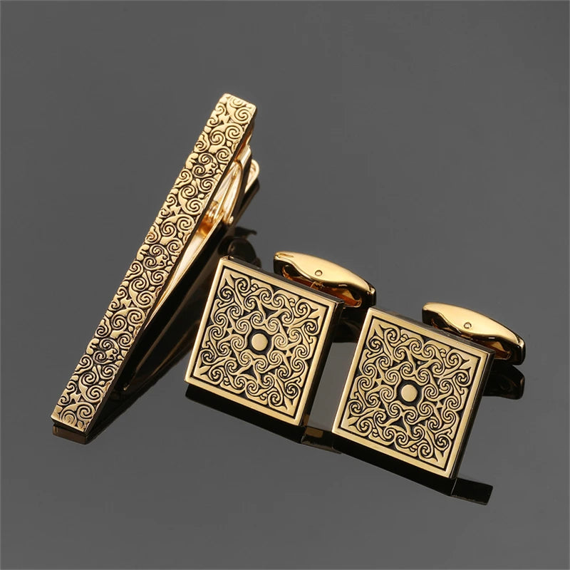 Elegant cufflinks featuring simulated pearls and intricate rose designs in crystal.