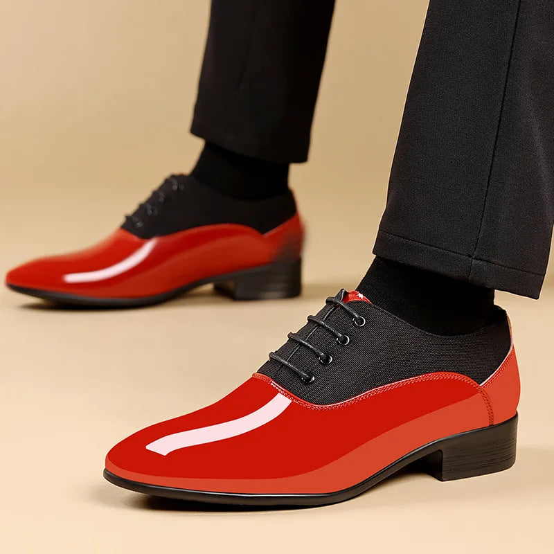 Sturdy rubber outsoles of patent oxfords providing reliable traction and secure stepping.