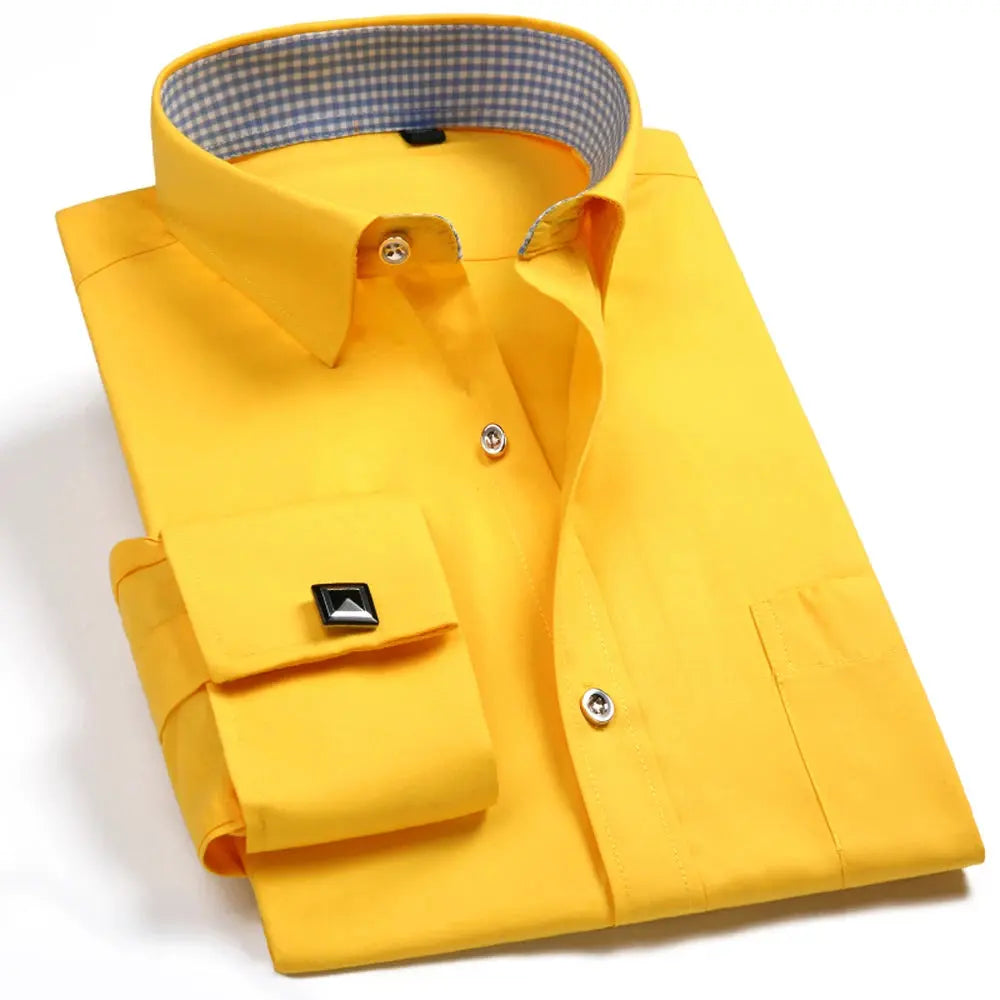 Men's dress shirt with subtle stripes, ideal for professional wear and events.